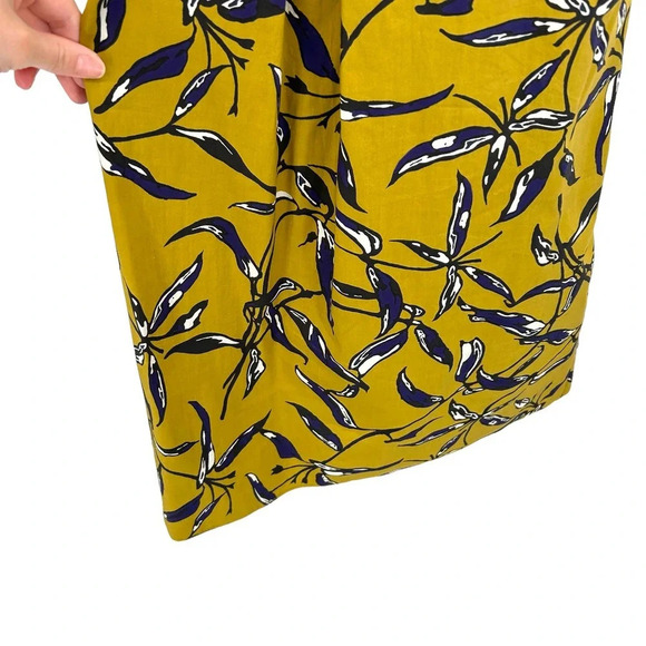 S' MAXMARA Pepsi Printed Dress in Ocher Color Yellow‎ Blue Size Small - Picture 7 of 8